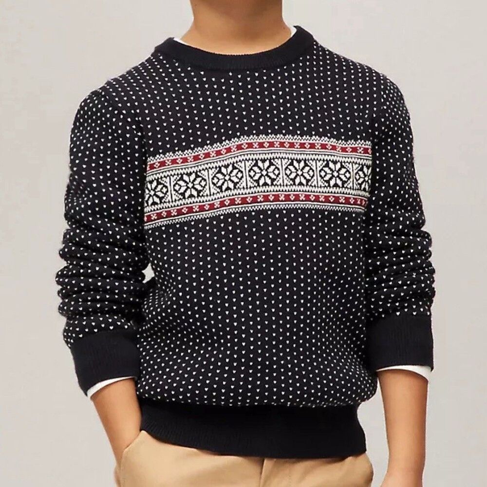 Tommy Hilfiger Boys Fair Isle Sweater Large 12-14 Cotton Holiday Preppy Classic